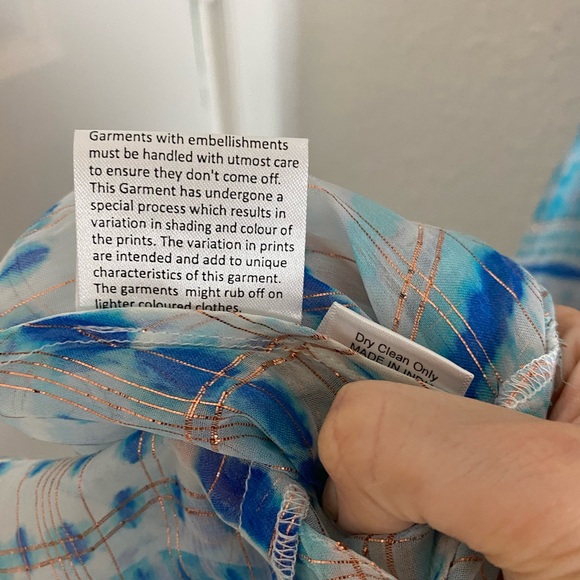 ROCOCO SAND Celine Maxi Dress in Blue Metallic Tie Dye Size Small - Picture 9 of 9